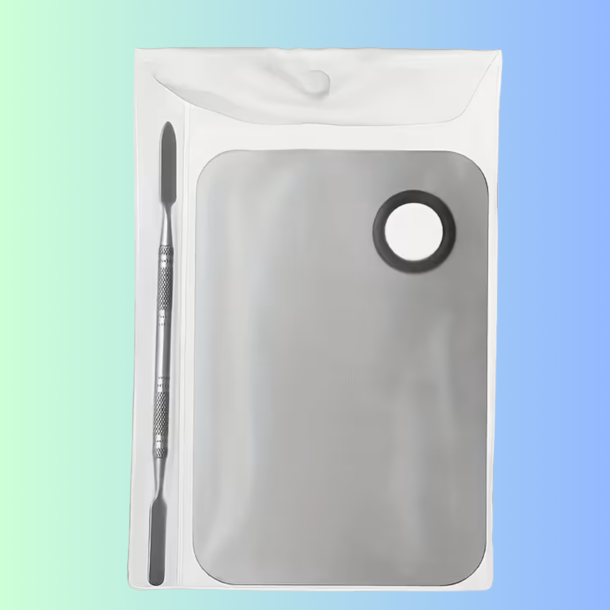 Stainless Steel Makeup Mixing Palette; Spatula Set